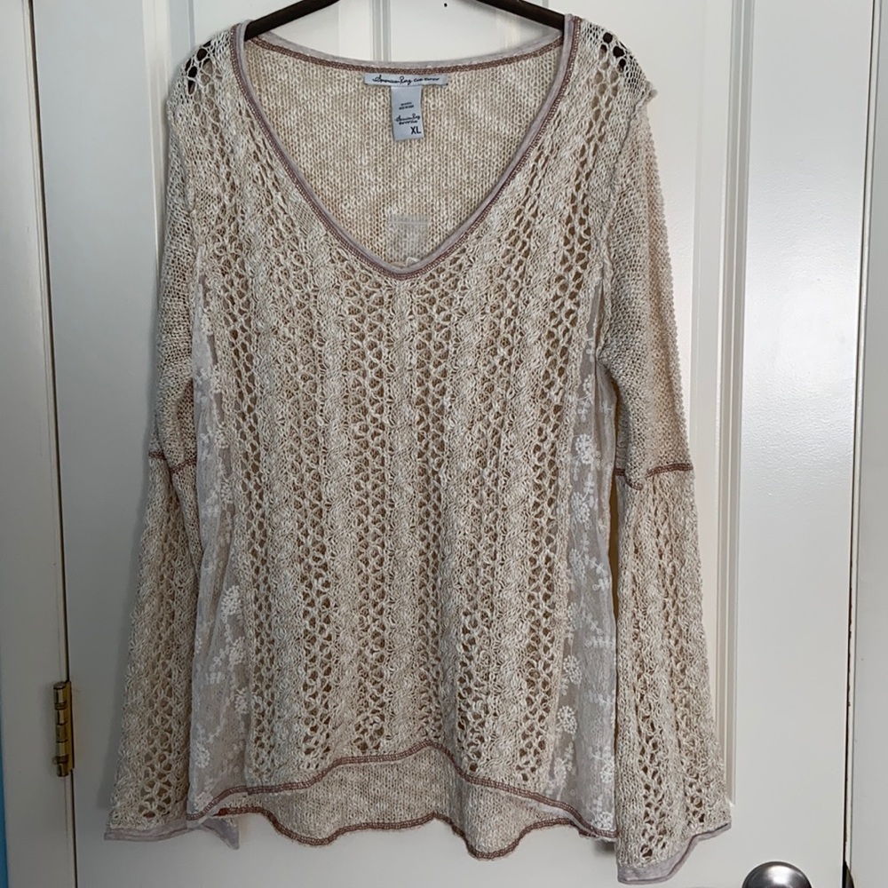 Cream sweater with lace